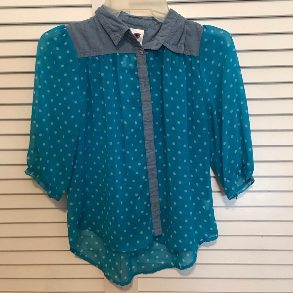 Blue bottom down shirts size 10-12 Large